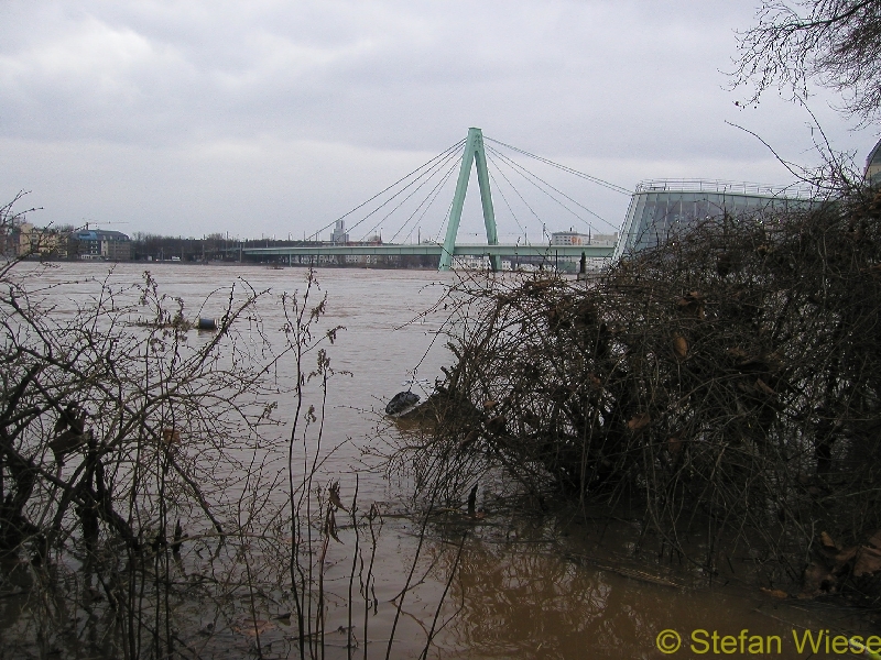 Koeln: Hochwasser Jan 2003 (Deutzer Bruecke und Schokoladenmuseum)